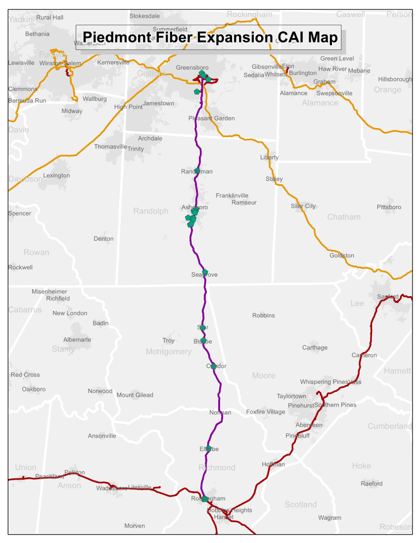 Piedmont Fiber Expansion CAI Map