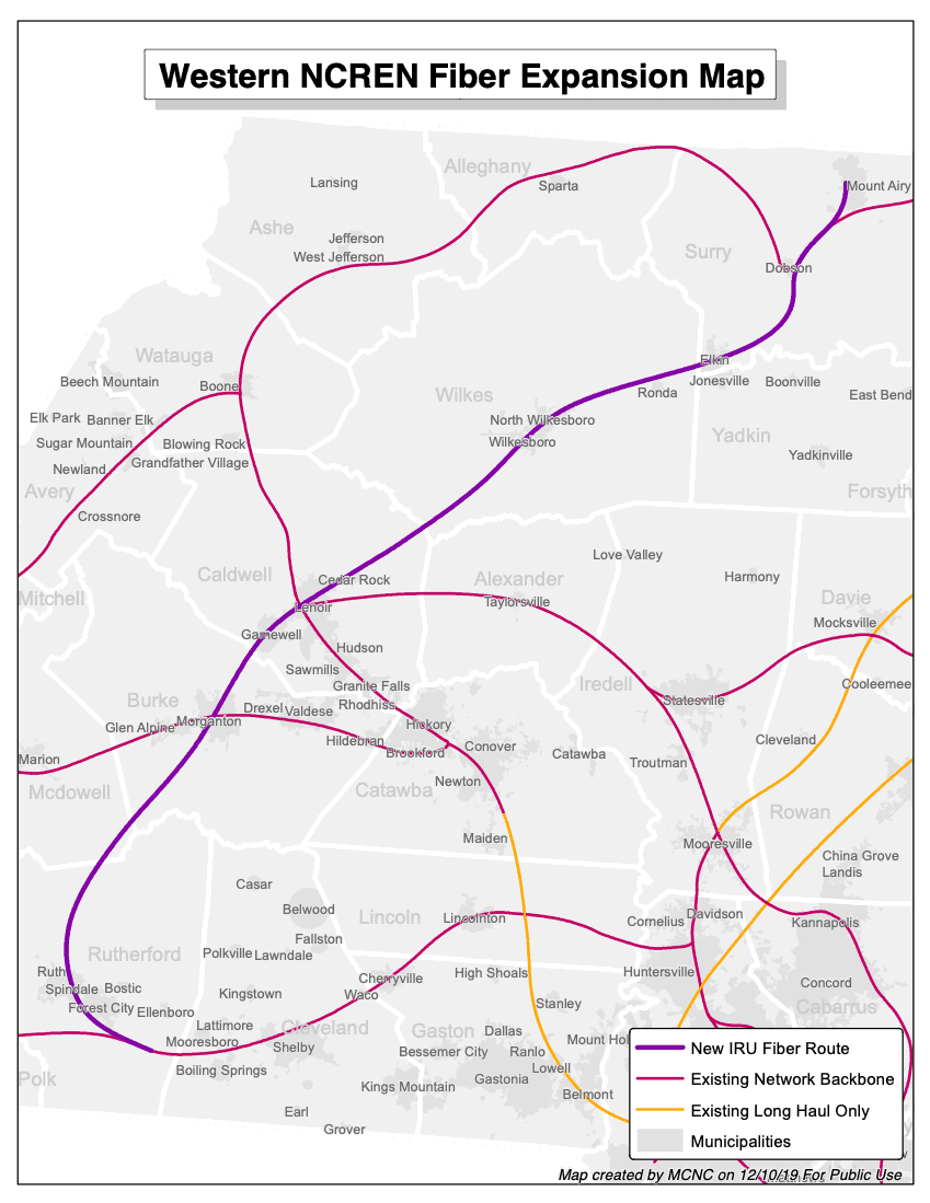 Wester NCREN Fiber Extension Map