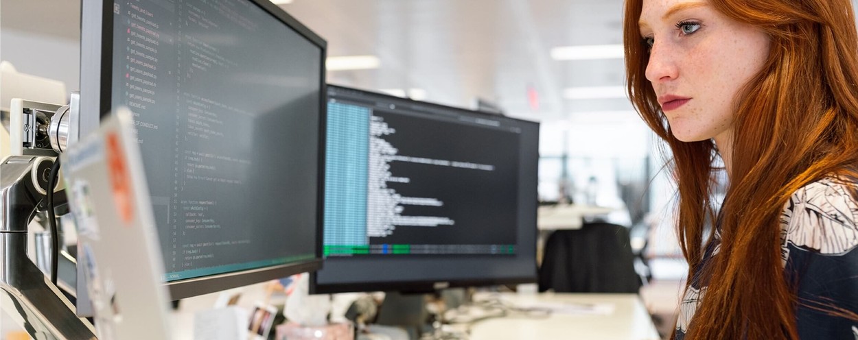 Woman at computer in office