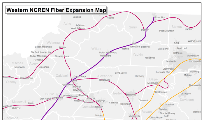 Western NCREN Fiber Expansion Map